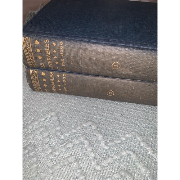 Les Miserables Victor Hugo Vol 1 & II Vintage 1862 Blue Hardcover